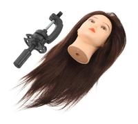 SHERCHPRY Tête à Coiffer Mannequin Coiffure avec Cheveux Naturels Modèle Entraînement pour Coiffeurs avec Support et Maquillage Cheveux Réels