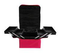SHERCHPRY Trousse de Maquillage Professionnelle Étanche Taille Moyenne Multifonction Femme Portable Rose Fuchsia en Tissu Oxford Fermeture Éclair Double Tirette pour Voyage et Rangement