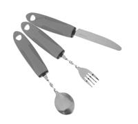 SHERCHPRY Ustensiles Adaptatifs Tremblements pour Personnes Âgées Couverts Pliables Ergonomiques Non Glissants Set Gris avec Manches Souples Aide Prise Alimentation Facile