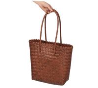 SHERCHPRY Vintage Sac Tissé Main Imitation Rotin avec Bandoulière Longue Sac Cabas pour Femmes Panier Tressé Chic pour Plage Shopping et Voyage