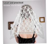 SHERCHPRY Voile de Mariée Dentelle Voile Église Écharpe de Mariage avec Ornement Floral Châle Court Blanc Élégant pour Noces