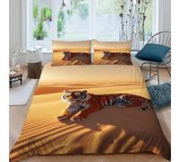 SHERCOVD Parure De Couette Tigre Désert Microfibre Parure De Lit Wildlife Animal Theme De Housses De Couettes 3 Pièces avec 2 Taie d'oreiller King（220x240cm）