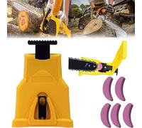 Sherem Affûteur de tronçonneuse universel, aiguiseur de tronçonneuse portable, aiguiseur de dents de tronçonneuse, aiguiseur de dents de tronçonneuse portable (1 aiguiseur + 5 pierres à aiguiser)