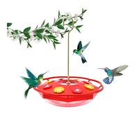 Sherem Mangeoire pour colibris en plastique résistant aux abeilles 8 ports d'alimentation avec perchoir et fosses de fourmis, facile à nettoyer avec brosses de nettoyage Rouge 340 g