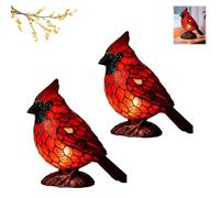 Sheremart Cardinal Lamp, Realistic Resin Cardinalis Night Light, Plug-in Night Light, Atmospheric and Decorative, Suitable for Christmas Decorations, Bedside Tables, Display Cabinets (2Pcs)