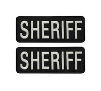 Shériff - Patchs brodés en tissu à coudre - Applique tactique morale militaire pour vêtements, sacs à dos, gilets, 12 x 5 cm