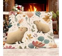 Sherpa Couverture Dessin Animé Animaux Capybara Plaid Polaire Flanelle Super Chaude Couverture Douillette Douce et Chaude Blanc Clair Antistatique Plaids pour Lit Canapé Camping Voyage