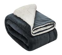Beautissu Plaid canapé Sherpa Polaire Doux avec Aspect de Fourrure d'agneau | 150x200 anthracite blanc couverture chaude pour l'hiver gros couvre-sofa douillet épaisse d'hiver Alina
