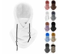 Sherpa Hood, Sherpa Hood Ski Mask, Winter Outdoor Men's and Women's Sports Windproof Mask, Sherpa Ski Helmet Hood (White,L)