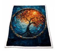 Sherpa Polaire Couverture Arbre Couverture Lestée Adulte Chaude Douce Confortable Abstrait Plaid Canape Grande Taille 140 x 200cm pour Plaid Automne Hiver Lit Canapé Outdoor Cadeau Femme Model-2242