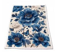 Sherpa Polaire Couverture Bleu Couverture Lestée Adulte Chaude Douce Confortable Papillon Plaid Canape Grande Taille 130 x 150cm pour Plaid Automne Hiver Lit Canapé Outdoor Cadeau Femme Model-4201