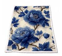 Sherpa Polaire Couverture Bleu et Blanc Couverture Lestée Adulte Chaude Douce Confortable Flower Plaid Canape Grande Taille 150 x 200 cm pour Plaid Automne Hiver Lit Canapé Outdoor Cadeau Model-2793