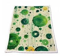 Sherpa Polaire Couverture Canapé Vert Plaid Automne Chaude et épaisse Douce Confortable 150x130 cm pour Canapé Lire Chambre Literie Extérieur Voyage, Decoration Maison Cadeau Femme (Rond) Model-1848