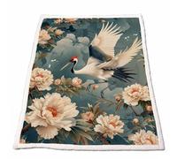 Sherpa Polaire Couverture Grue Couverture Lestée Adulte Chaude Douce Confortable Blanc Plaid Canape Grande Taille 140x200cm pour Plaid Automne Hiver Lit Canapé Outdoor Voyage Cadeau Femme Model-4682