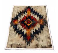 Sherpa Polaire Couverture Rétro Couverture Lestée Adulte Chaude Douce Confortable Bohême Plaid Canape Grande Taille 140x200cm pour Plaid Automne Hiver Lit Canapé Outdoor Voyage Cadeau Femme Model-1484