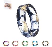 Sherum EverRing, Pubyfun Everring, Gold Foil Epoxy Resin Ring, Unique Dried Floral Resin Rings for Women, Handmade Floral Ring with Gold Foil (BLACK,19mm(9size))