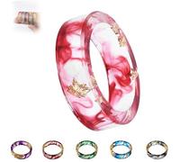 Sherum EverRing, Pubyfun Everring, Gold Foil Epoxy Resin Ring, Unique Dried Floral Resin Rings for Women, Handmade Floral Ring with Gold Foil (RED,18mm(8size))