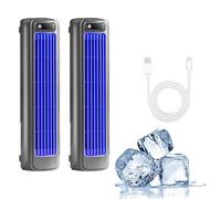 Sherum Rafraichisseur D'air Portable, Briza Ac, Climatiseur Brizac, Refroidisseur D'air Portable Festberg Cooling Ace, Ventilateur Sans Pales, Climatiseur Silencieux à 3 Vitesses (2 pièces Gris)