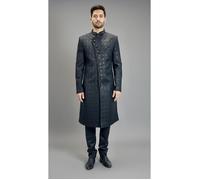 Sherwani kurta tenue indienne Noir brodé mariage bollywood homme sari 38