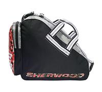 Sherwood - Skatebag Code Series I Schlittschuhtasche mit Henkeln I Eishockey-Bag mit Reisverschluss & Praktischen Fächern I INKL. Verstellbarem Trageriemen, Noir/Rouge., ca. 42x15x37 cm, Durable
