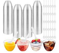 Sheryl&Rain 100 Pcs Tasses à Dessert, 60ml/2oz Coupes Gobelets à Dessert avec 100 Cuillères, Mini Verrines à Dessert Réutilisables en Plastique pour Mousse,Tiramisu, Anniversaire, Pudding