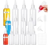 Sheryl&Rain 14PCS Bouteille Sauce(60ml/100ml/200ml), Flacon Sauce Recipient, Plastique Squeeze Bouteilles, Transparent Flacon Souple avec Etiquettes Entonnoir Brosse, pour Sauce d'Huile Ketchup DIY