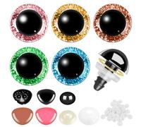 Sheryl&Rain 40 Pcs oeil Sécurité Amigurumi Kit, 5 Couleurs, Yeux en Plastique avec Rondelles, Crochet pour Poupées en Peluche