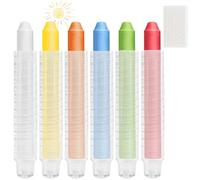 Sheryl&Rain Craies Extérieures Enfant Sans Poussière,6 Pièces Craie Pour Tableau Noir Craies Couleur Avec 6 Porte Craie Rétractile,Hydrosoluble non Toxiques Grosse Crai Enfant Extérieur