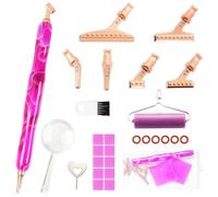 Sheryl&Rain Diamond Painting Stylo, Peinture Diamant Accessoires Métal avec 6 Embouts de Remplacement, Rouleau, Argile, Loupe, DIY 5d Diamond Painting Outils pour Débutant, Broderie, Nail Art
