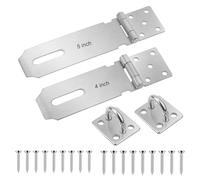 Sheryl&Rain Moraillon de Porte Cadenas Argent, 2pcs Fermoir de Loquet Porte Exterieur,4 et 5 Pouces Acier Inoxydable Moraillon de Verrou Porte Exterieur avec Vis pour Placard Garage Fermeture Porte