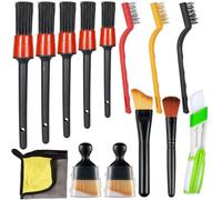 Sheryl&Rain Pinceau Nettoyage Voiture,14 Pièces Kit Nettoyage Voiture Interieur,Kit Nettoyage Voiture,pour Detailing Auto Nettoyage,Moteur, Tableau de Bord, Intérieur,Nettoyage Moto