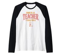 She's A Teacher I Can Tell Western Back to School Manche Raglan