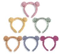 She's Shining Lot de 6 bandeaux mignons en polaire pour femme avec oreilles d'ours pour maquillage, lavage du visage, spa, douche, soins de la peau