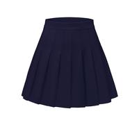Shestellar Jupe plissée courte extensible pour femme, uniforme de pom-pom girl, taille haute, mini jupe trapèze, Bleu marine/bleu, Taille M