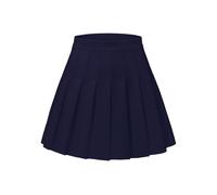 Shestellar Jupe plissée courte extensible pour femme, uniforme de pom-pom girl, taille haute, mini jupe trapèze, Bleu marine/bleu, Taille S