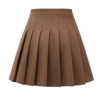 Shestellar Jupe plissée courte extensible pour femme, uniforme de pom-pom girl, taille haute, mini jupe trapèze, marron, XX-Large