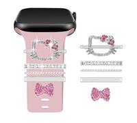 Shesyuki Watch Bracelet Charms avec anneaux décoratifs et fermoir Compatible avec Apple Watch 40mm 41mm 44mm 45mm Métal Diamant Bracelet coulissant Accessoires pour iWatch Series 8 7 6 5 4 3 2 1