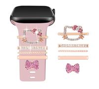 Shesyuki Watch Bracelet Charms avec anneaux décoratifs et fermoir Compatible avec Apple Watch 40mm 41mm 44mm 45mm Métal Diamant Bracelet coulissant Accessoires pour iWatch Series 8 7 6 5 4 3 2 1