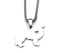 Shetland Chien de berger colliers pour chiots femmes hommes en acier inoxydable couleur argentée amoureuse des animaux chaînes en forme de cœur d’amour pour chiens mignons s