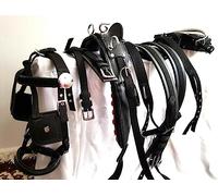 Shetland Harnais en nylon pour chariot de cheval Noir | Bride, rênes, traces, collier de poitrine, crupper, culasse