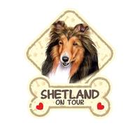 Shetland - Panneau pour Pare-Brise avec Ventouse- Mon Chien est à Bord. Plaque signalétique pour Tous Type véhicule. Chien à Bord, en Ballade, on Tour.