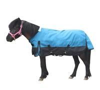 Shetland Poney Couverture de pluie légère 1200D 0 g Bleu paon 1,2 m | Tapis de poney imperméable léger 0 g avec tissu 1200D, plis sur les épaules, surfaix croisés, sangles de jambe amovibles et