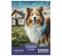 Shetland SheepChien 1000 Pièces Chien de Grande Taille Puzzle en Papier Matériaux Recyclés Cadeau Unique Adultes Et Adolescents Dès 14 Ans 38x26cm/1000pcs