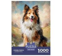 Shetland SheepChien 1000 Pièces Chien de Grande Taille Puzzle pour Adultes Jeu Éducatif Défi Cadeau Unique Adultes Et Adolescents Dès 14 Ans 70x50cm/1000pcs