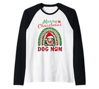 Shetland Sheepdog Christmas Santa Dog Mom Boho Rainbow Xmas Manche Raglan