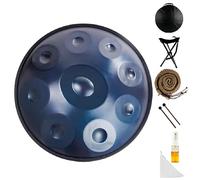 SHEUAO Handpan Drum 432Hz/440Hz,9/10/12 Notes Instrument De Percussion De 56cm Comprend Une Housse,Un Support,des Baguettes,De l'huile d'entretien pour La Guérison Sonore Blue-440Hz-9tone