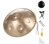 SHEUAO Handpan Drum 432Hz/440Hz,9/10/12 Notes Instrument De Percussion De 56cm Comprend Une Housse,Un Support,des Baguettes,De l'huile d'entretien pour La Guérison Sonore Gold-440Hz-12tone