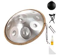 SHEUAO Handpan Drum 432Hz/440Hz,9/10/12 Notes Instrument De Percussion De 56cm Comprend Une Housse,Un Support,des Baguettes,De l'huile d'entretien pour La Guérison Sonore Silver-432Hz-10tone