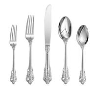 SHEUMNT Magnifique ensemble de couverts baroques Argent coffret cadeau | 18/10 en acier inoxydable 20 pièces, ustensiles comprenant une fourchette, une cuillère et un couteau avec