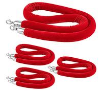 SHEUTSAN Lot de 4 cordes en velours rouge avec crochets en acier inoxydable argenté de qualité supérieure pour hôtels, cinémas, théâtres, cérémonies d'ouverture et concert